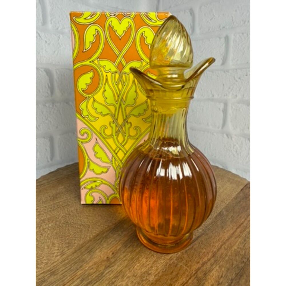 VTG Amber Glass Ribbed Avon Cruet Charisma Foaming Bath Oil 6 fl oz - Picture 8 of 12